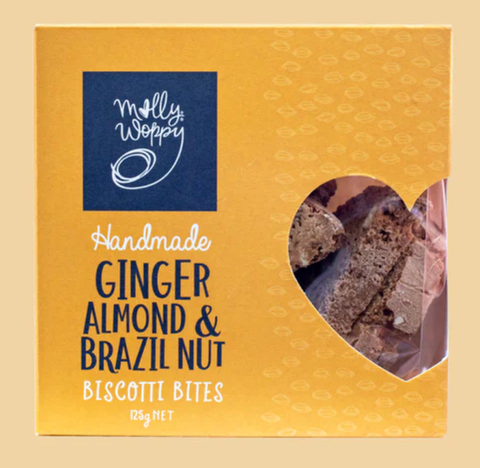 Molly Woppy Ginger, Almond & Brazilnut Biscotti Bites