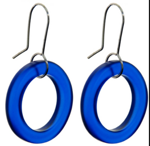 Small Hoop Earrings - Dark Blue