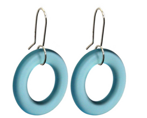 Small Hoop Earrings - Light Blue