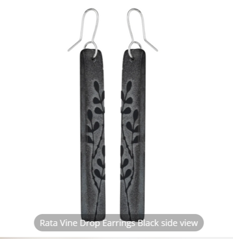 Rata Vine Drop Earrings - Black